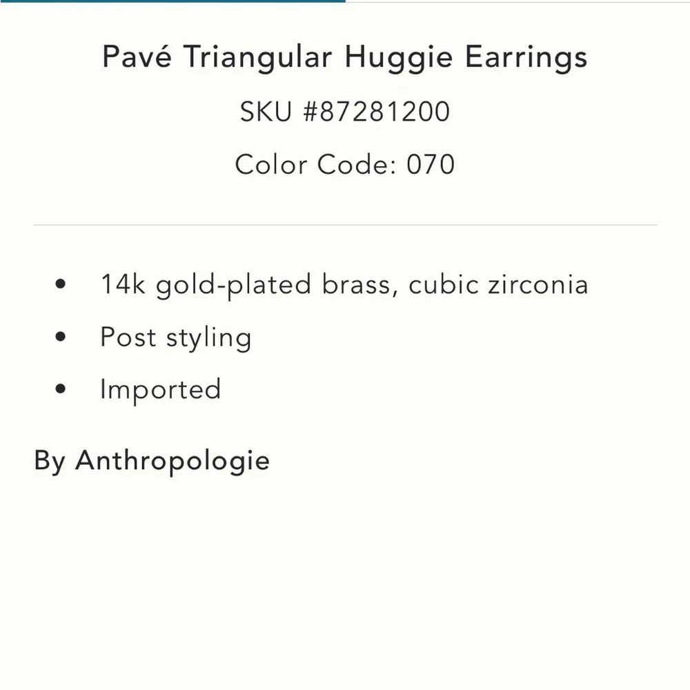 Anthropologie Pavé Triangular Huggie Earrings - Picture 10 of 11